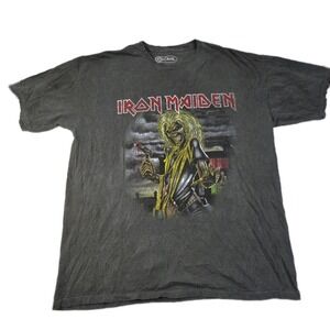 Vintage‎ Style Iron Maiden Killers Tee Shirt Size L 80s Rock Metal Eddie Gray